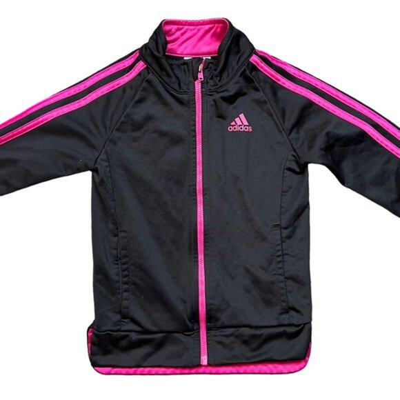 3/$30 Girl’s Adidas Black & Pink Athletic Sport Track Jacket Size 4T - Picture 2 of 4